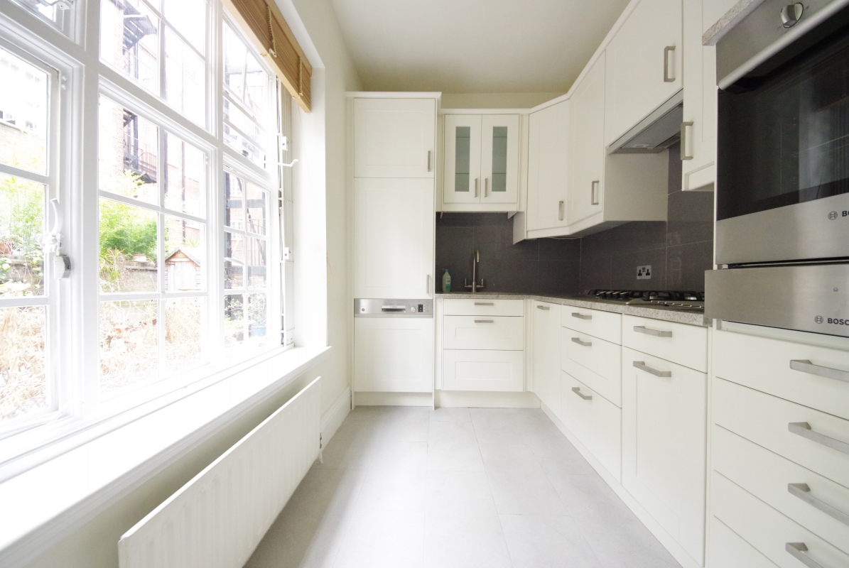 Kitchen with views into the courtyard